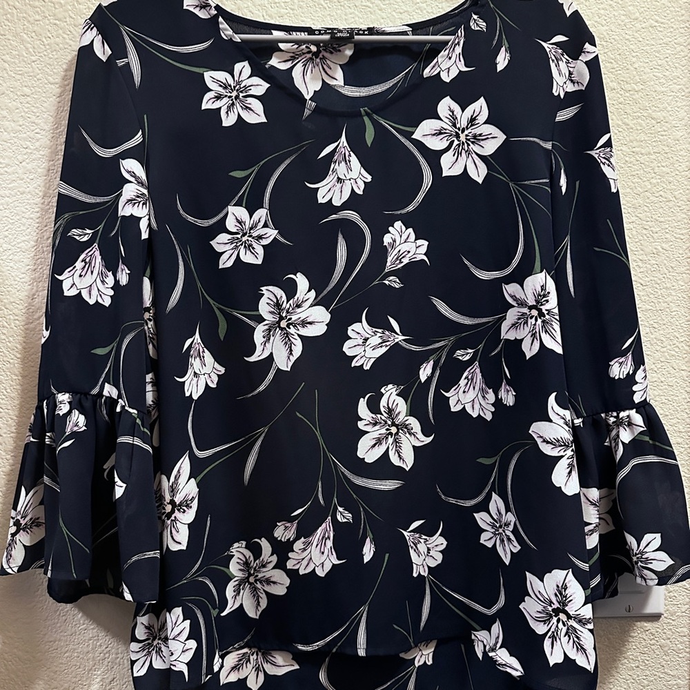 Navy Floral Women's Blouse